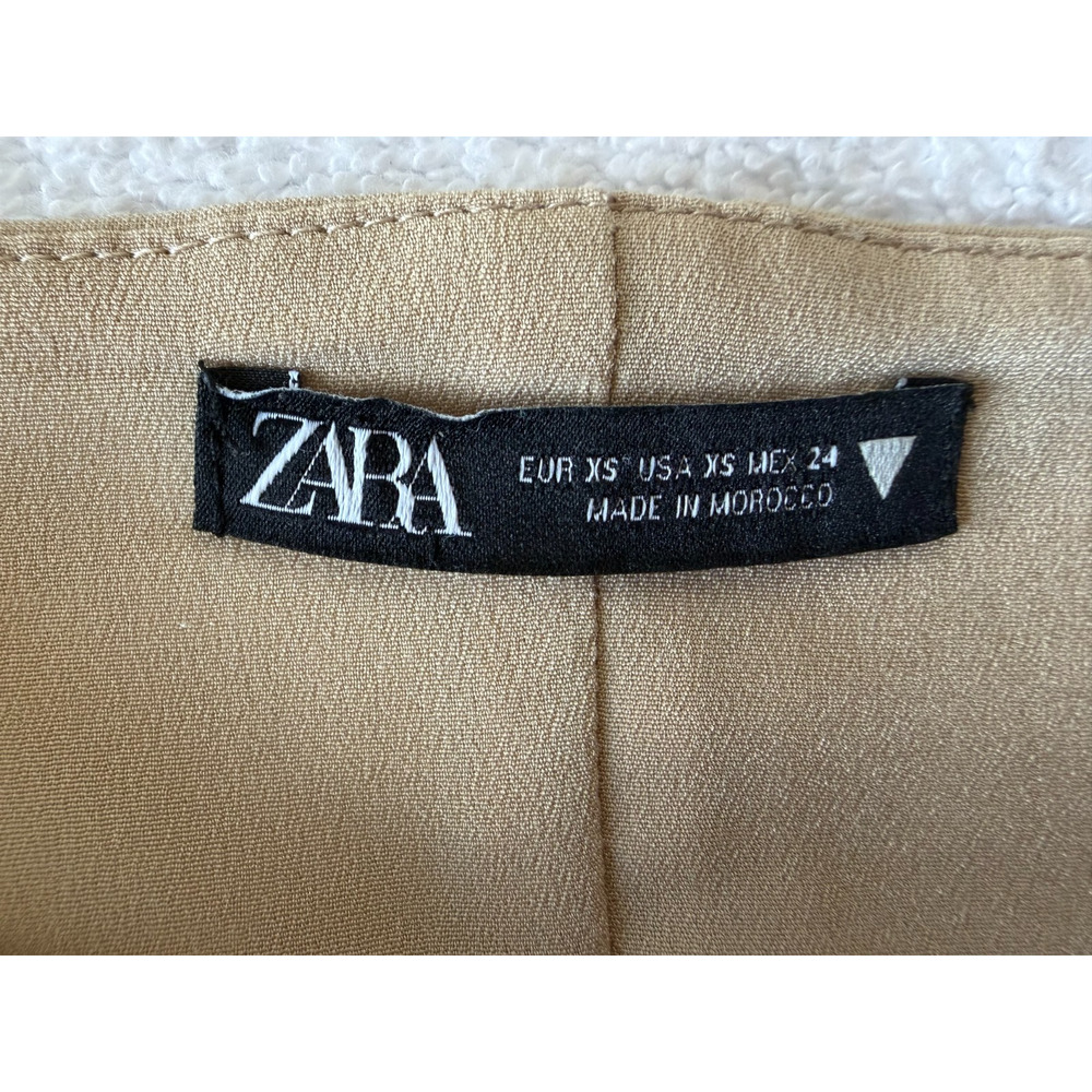 ZARA Strapless Pleated Tube Top classic beige Sz-XS - Picture 4 of 9